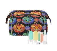 EtherSpher Cartoon Color Halloween Evil Pumpkin Cosmetics Bag Zipper Cosmetic Travel Bags For Women Women Cash Wallet for Card Key Organizers, Cartoon color Halloween evil pumpkin, One Size