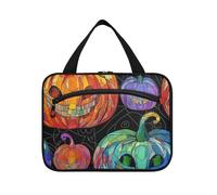 EtherSpher Cartoon Color Halloween Evil Pumpkin hanging bags for women toiletry with hook, designer essentials travel bag toiletry for mom work estuche de maquillaje para mujer L, Cartoon color