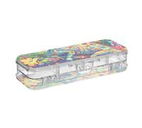 EtherSpher Cartoon Cool Color Chameleon Designed Clear Pencil Box Double Deck Pens Cases For Craft Art With Snap Lid