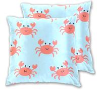 EtherSpher Cartoon Crab Blue Decorative Pillowcase Covers Empty Pillow case with Zipper 2 Pack Pillow Cases Halloween Decorations 18x18