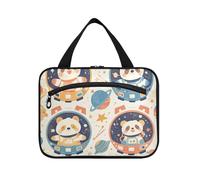 EtherSpher Cartoon Cute Animal Astronauts hanging bag for traveling with hook, designer compact shaving kit bags for men for travel essentials for women toilet porta cosmeticos mujer para cartera L