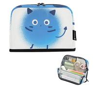 EtherSpher Cartoon Cute Blue Monster Pencil Case Large Capacity Cosmetic Bag Large Organizer Box for Student School Supply cartuchera para lapices