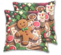 EtherSpher Cartoon Cute Brown Merry Christmas Gingerbread Decorative Flannel Pillowcases Empty Pillow case with Zipper Pillow Cases Pack of 12 Halloween Decor 18x18