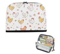 EtherSpher Cartoon Cute Chicken White Pencil Box Case Large Capacity Pen Case Cosmetic Soft Stationery Bag for Women Elementary estuche para lapices