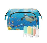 EtherSpher Cartoon Cute Colorful Sea Turtle World Makeup Bags Portable Cosmetic Organizer Bag Change Purse for Cosmetic Makeup, Cartoon cute colorful sea turtle world, One Size
