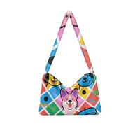 EtherSpher Cartoon Cute Dogs Colorful Grid Pop Art Plush Underarm Bag shoulder bags for women crossbody for travel