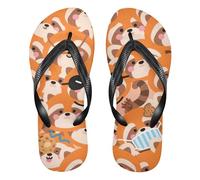 EtherSpher Cartoon Cute Fox Orange rubber men flip flops soft women's flip for Shower Swimming Pool party