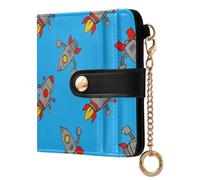 EtherSpher Cartoon Cute Gray rocketing Robot Convenient Ladies Folding Coin Wallet PU Leather Wallet with Card Slots for Woman Girl