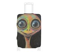 EtherSpher Cartoon Cute Green Alien Print Elastic Large Covers for Luggage Washable Elastic Suitcase Covers Travel Accessory Fit 18-32 Inch Luggage