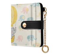 EtherSpher Cartoon Cute Grey Elephants Cute Women's Small Folding Wallet PU Leather Card Wallet for Women