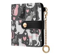 EtherSpher Cartoon Cute Grey White Peach Cats Fancy Ladies Slim Foldable Wallet PU Leather Wallet for Women