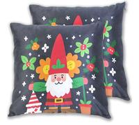 EtherSpher Cartoon Cute Merry Christmas Santa Claus Decorative Satin Pillowcase Empty Pillow case with Zipper Pillow 2 Pack Halloween Party Decorations 18x18