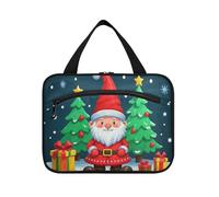 EtherSpher Cartoon Cute Merry Christmas Santa Claus hanging travel makeup bag large with hook, designer expandable toiletry bags for travel must haves cruises bolso de mano para hombre L, Cartoon cute