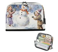 EtherSpher Cartoon Cute Merry Christmas White Snowman Pencil Case Bag Large Capacity Pen Cases With Compartment Case Pencil Holder for Teen Girls Preppy School Supplies materiales escolares para nina