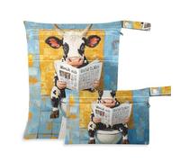 EtherSpher Cartoon Cute Oil Painting Feeling Cow mess-proof dry bags waterproof 2 Pack travel essentials for babies with handles for yoga, pool