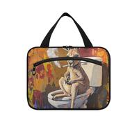 EtherSpher Cartoon Cute Oil Painting Sense Kangaroo hanging travel case for toiletries with hook, designer waterproof quilted makeup bag for traveling women hotel bolsos para hombre L, Cartoon cute