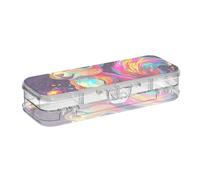 EtherSpher Cartoon Cute Orange Merry Christmas Squirrel Designed Clear Pencil Box Double Deck Pens Case Hard For Stationery Supplies With Lid