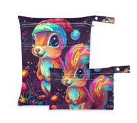 EtherSpher Cartoon Cute Orange Merry Christmas Squirrel waterproof wet swimsuit bag 2 Pack travel essentials for babies with handles for beach, bathing