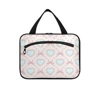 EtherSpher Cartoon Cute Pink Bow hanging travel toiletry bags for women with hook, designer fashion large capacity makeup bag for travel make up backpacking bolso de mano para hombre L, Cartoon cute