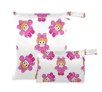 EtherSpher Cartoon Cute Pink Doll waterproof waterproof bag 2 Pack travel essentials for baby with handles for baby diapers, beach