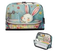 EtherSpher Cartoon Cute White Bath Rabbit Pencil Bags Large Capacity Makeup Cute Desk Organizer for Nurse College estuches para el colegio