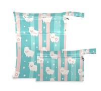 EtherSpher Cartoon Cute White Sheep reusable bags for baby 2 Pack wet bag for swimsuit with handles for pool, yoga