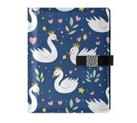 EtherSpher Cartoon Cute White Swan leather lined subject notebook portable spiral notebook college for journal 6.7x9.2