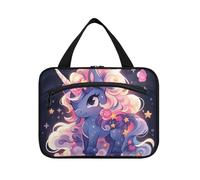 EtherSpher Cartoon Cute White unicorns hanging makeup bag large travel with hook, designer chic toiletries bag for traveler camping bolsos para hombre L, Cartoon cute white unicorns, L