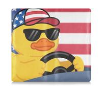 EtherSpher Cartoon Cute Yellow Duck 4th Of July Independence Day Premium Leather Car insurance and registration card holder Essential Wallet Case for Essential Document, Driver License, Cards, Cartoon