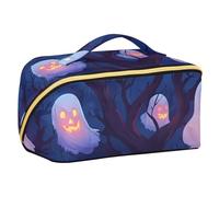 EtherSpher Cartoon Evil White Halloween Designed Cosmetic Bag with dividers Portable Capacity Travel Cosmetic Bag with Compartments & Handle