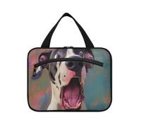 EtherSpher Cartoon Funny Great White Dane Dogs hanging large capacity travel cosmetic with hook, designer foldable kit bag for men for accessories for women cruises cartera para maquillaje L, cartoon