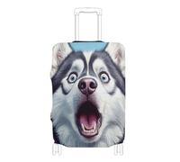 EtherSpher Cartoon Funny White Siberian Husky Dog Elastic Fabric Luggage Cover Washable suitcases Cover Luggage Protectors Fit 18-32 Inch Luggage