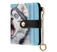 EtherSpher Cartoon Funny White Siberian Husky Dog Unique Ladies Cute Foldable Wallet Everyday PU Leather Wallet for Men Women Travel