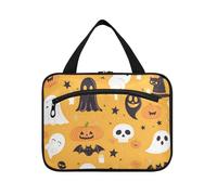 EtherSpher Cartoon Ghosts Pumpkin Skeletons Bats Orange hanging travel makeup bag for women with hook, designer essentials makeup organizer bag for women travel travel bolsos para hombre L, cartoon