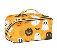 EtherSpher Cartoon Ghosts Pumpkin Skeletons Bats Orange Web Designed Travel Bag with dividers Essentials Travel Cosmetic Bag For Women Travel-Size Accessories