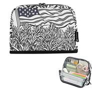 EtherSpher Cartoon Grass Flag White Pencil Storage Case Large Capacity Pen Cases Sturdy Stationery Storage for Teacher Travel estuche para colores