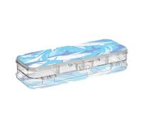 EtherSpher Cartoon Great White Shark Sky Blue Designed Pencil Storage Box Clear 2 Layer Crayon Containers For Stationery With Snap-Tight Lid