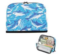 EtherSpher Cartoon Great White Shark Sky Blue Pencil Storage Case Large Capacity Makeup Bags Simple Stationery Storage for Adults Grade School Supplies bolsas para herramientas