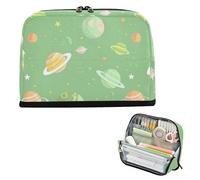 EtherSpher Cartoon Illustration Space Soft Green Pencil Case Large Capacity Makeup Bag Expandable Case Pencil Holder for Teacher Middle School estuches escolares para lapices