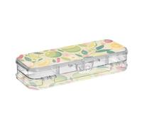 EtherSpher Cartoon Lemon Light Green Summer Designed Plastic Pencil Box Clear Double Deck Crayon Containers For Kids With Snap And Lid