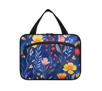 EtherSpher Cartoon Oberonia Royal Blue hanging travel makeup bag large with hook, designer foldable shave kit for women travel bathroom porta cosmeticos mujer para cartera L, cartoon Oberonia Royal