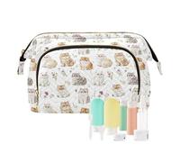 EtherSpher Cartoon Selkirk Rex Cats White Toiletry Bags Essentials Cosmetic Case Storage Bag Women Coin Purse for Essentials For Women, cartoon Selkirk Rex cats white, One Size