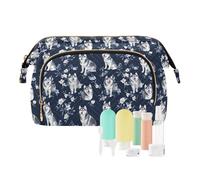 EtherSpher Cartoon Siberian Husky Dogs Navy Blue Toiletry Bag Lightweight Cosmetic Organizer Bag Women's Coin Purse Wallet for Personal Items Organizer, cartoon Siberian Husky dogs Navy Blue, One Size