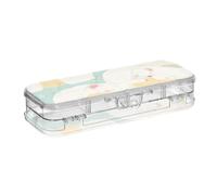 EtherSpher Cartoon Sleeping Tasmanian Devil Light Green Designed Plastic Box For Pencils Double Layer Large Pens Case For School With Snap Lid