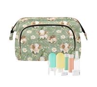 EtherSpher Cartoon Sweet Cow Sage Green Toiletry Bag Waterproof Make Up Bags For Women Makeup Period Bag for Personal Items Organizer, cartoon sweet Cow Sage Green, One Size