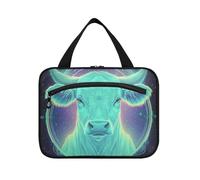 EtherSpher Cartoon Taro Astrology Cow hanging bags for traveling with hook, designer essential makeup case for women must gym bolsas de maquillaje para mujer L, Cartoon Taro astrology cow, L