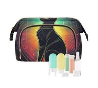 EtherSpher Cartoon Tarot Astrology Black Cat Cosmetics Bag Waterproof Cosmetic Case Storage Bag Women's Coin Change Purse for Card Key Organizer, Cartoon Tarot astrology black cat, One Size