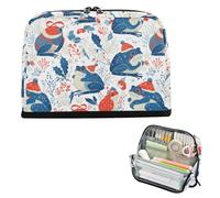 EtherSpher Cartoon Toad Red and White Winter Pencil Holder Large Capacity Cosmetic Bag Multi-Slot Multi-Purpose Bag for Teen Boys Preppy School Supplies caja para lapices escolares nina
