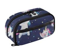 EtherSpher Cartoon Unicorns Doing A Dance Move Easy to Organize Stationery Organizer Zipper Pencil Case for Women para la escuela