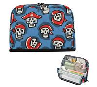 EtherSpher Cartoon White Pirate Skull Pencil Case Bag Large Capacity Pen Case Cosmetic Lightweight Stationery Pencil Case for Nurse High School útiles escolares para ninas
